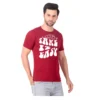Fabstieve men Solid Round Neck Pure Cotton Brown (Vk-219_Print-38)