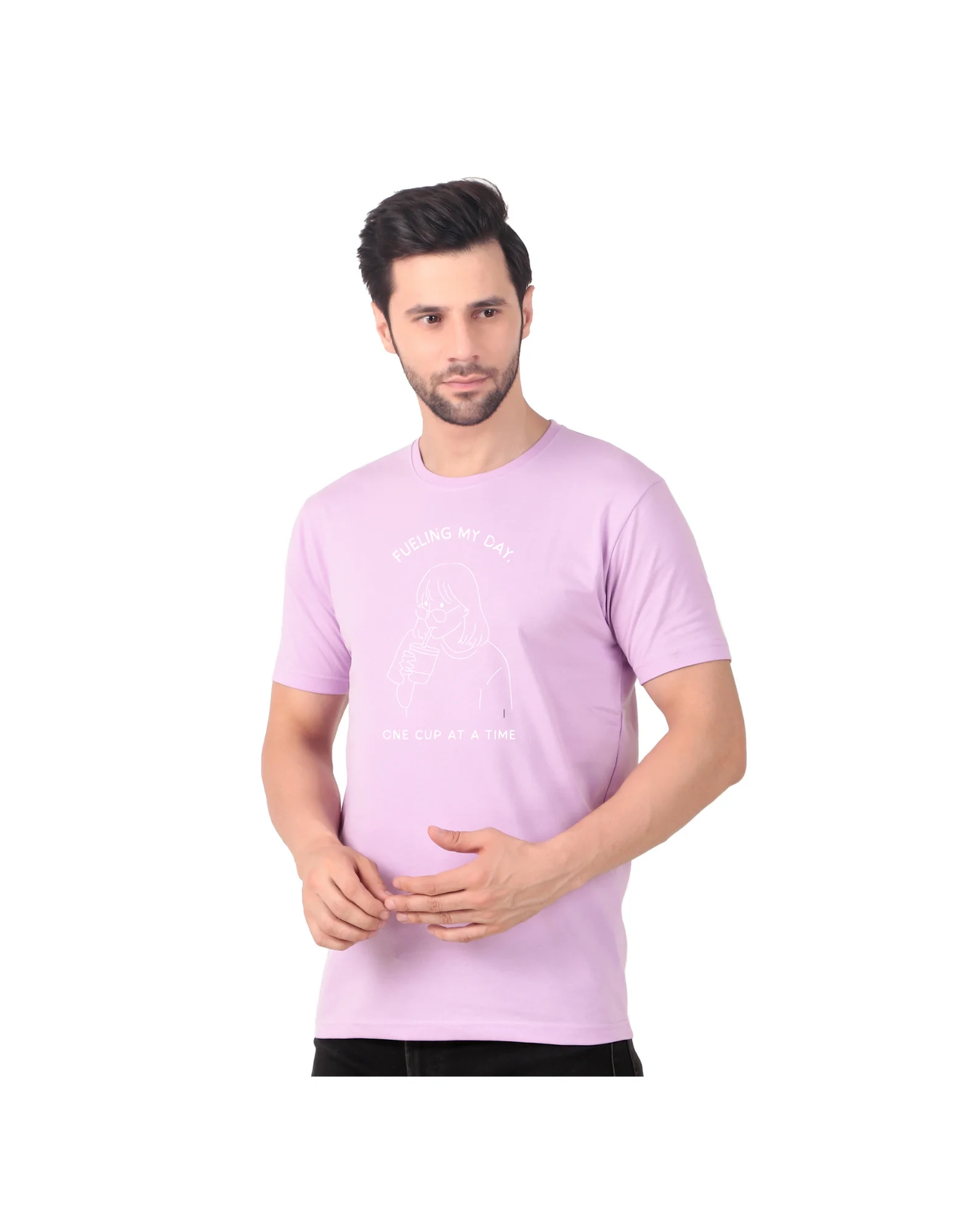 Fabstieve men Solid Round Neck Pure Cotton Brown (Vk-219_Print-65)