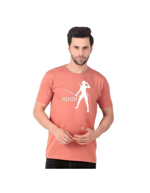 Fabstieve men Solid Round Neck Pure Cotton Brown (Vk-219_Print-77)