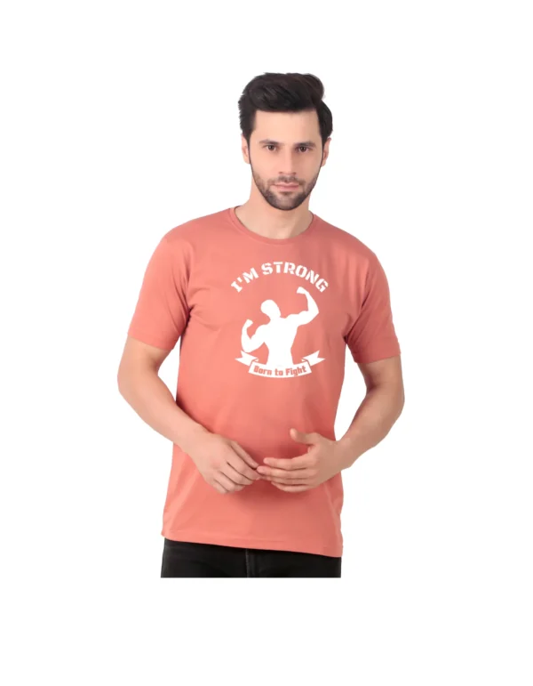 Fabstieve men Solid Round Neck Pure Cotton Brown (Vk-219_Print-133)