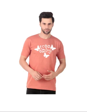 Fabstieve men Solid Round Neck Pure Cotton Brown (Vk-219_Print-145)