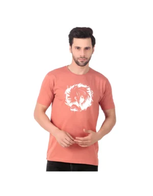 Fabstieve men Solid Round Neck Pure Cotton Brown (Vk-219_Print-15)