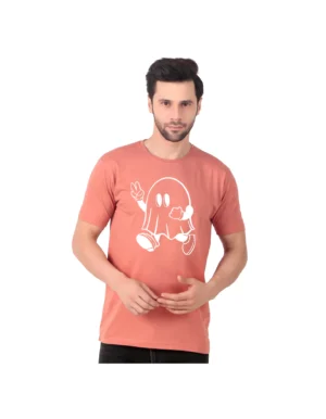 Fabstieve men Solid Round Neck Pure Cotton Brown (Vk-219_Print-22)