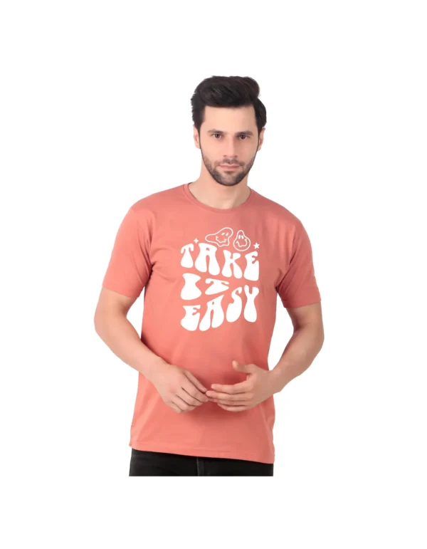 Fabstieve men Solid Round Neck Pure Cotton Brown (Vk-219_Print-38)
