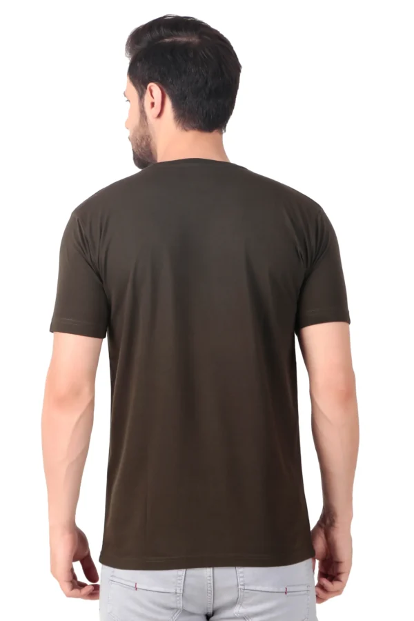 Fabstieve men Solid Round Neck Pure Cotton Brown (Vk-219_Print-10)