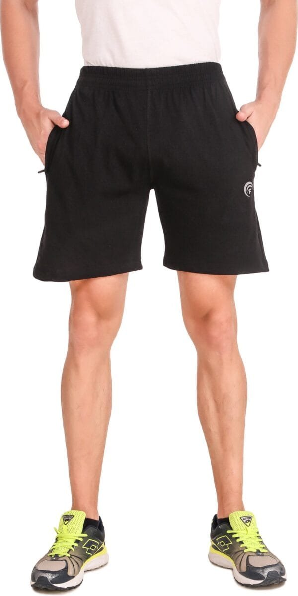 Black Hosiery Self Design Short For Men