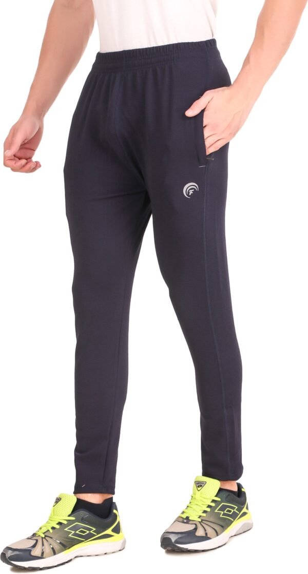 Dark Blue Pure Cotton Solid Track Pant For Men - Image 3