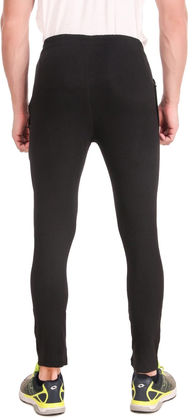Black Cotton Blend Solid Track Pant For Men - Image 2