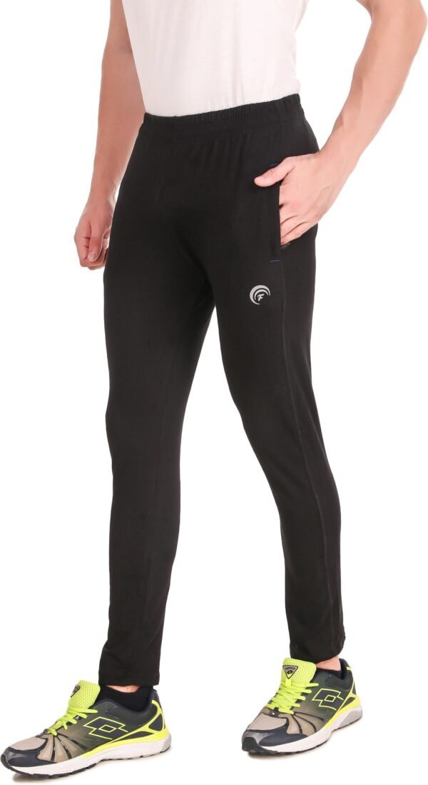 Black Cotton Blend Solid Track Pant For Men - Image 3