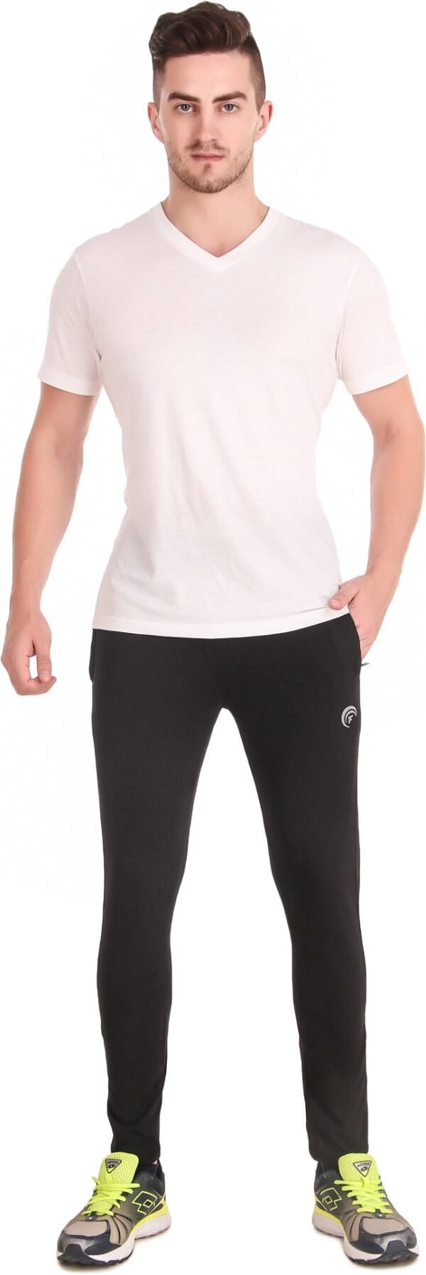 Black Cotton Blend Solid Track Pant For Men - Image 4