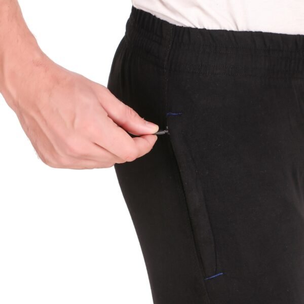 Black Cotton Blend Solid Track Pant For Men - Image 5