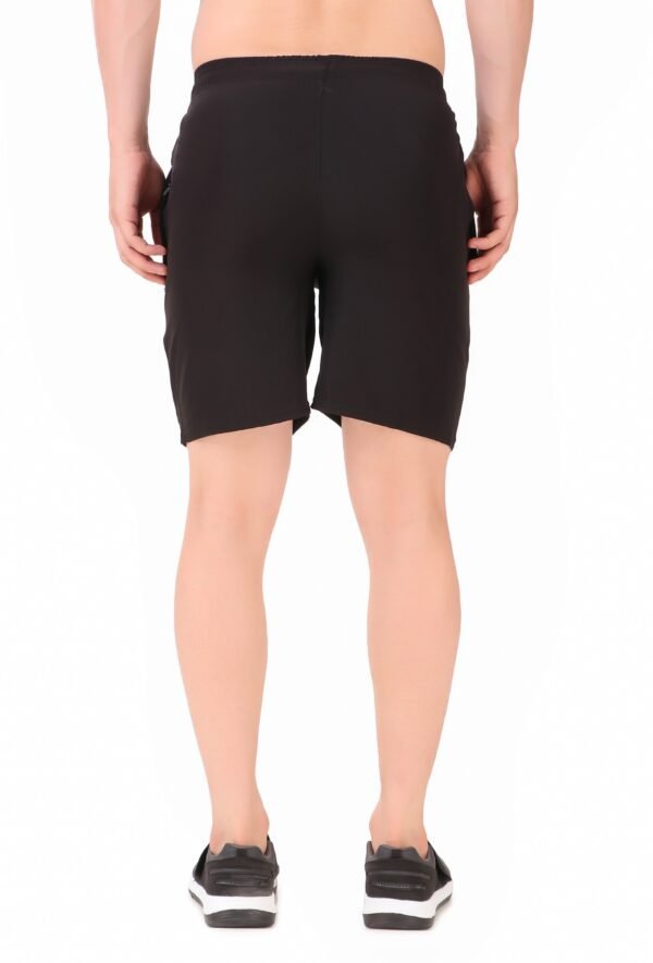 Black Lycra Blend Solid Short For Men - Image 2