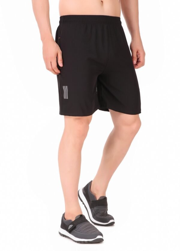 Black Lycra Blend Solid Short For Men - Image 3