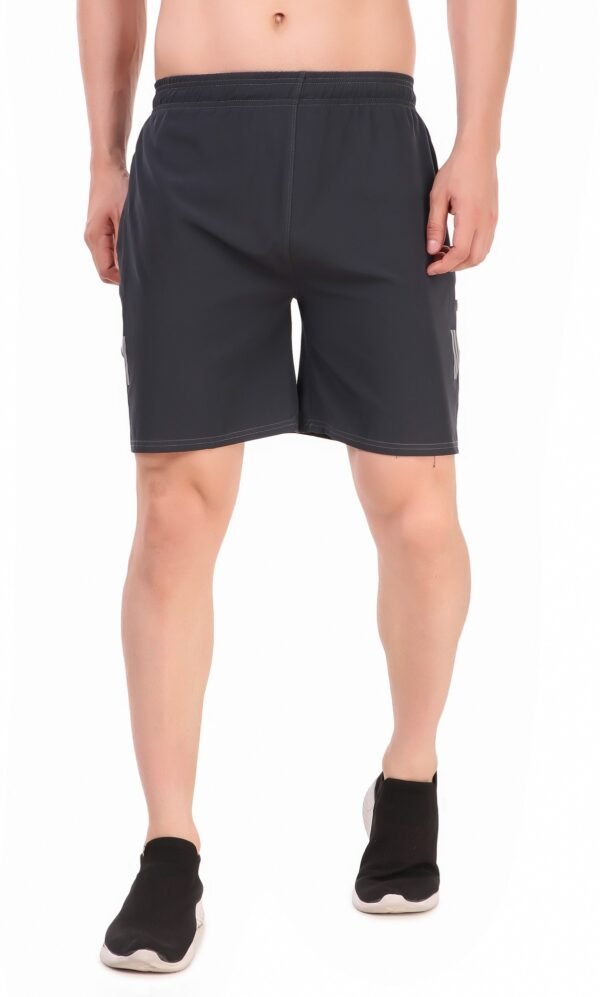 Black Lycra Blend Solid Short For Men - Image 7