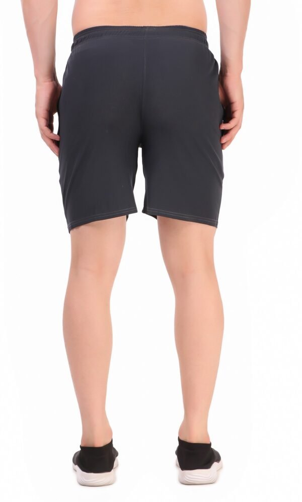 Black Lycra Blend Solid Short For Men - Image 8