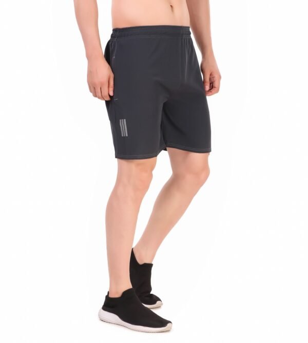 Black Lycra Blend Solid Short For Men - Image 9