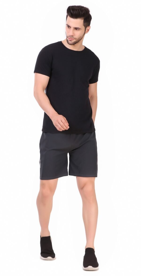 Black Lycra Blend Solid Short For Men - Image 11