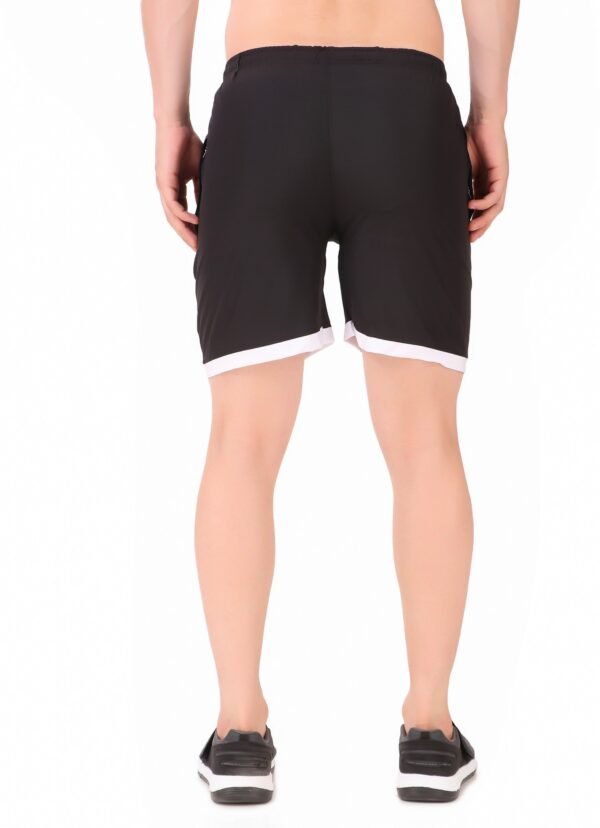 Black Lycra Blend Solid Short For Men - Image 2