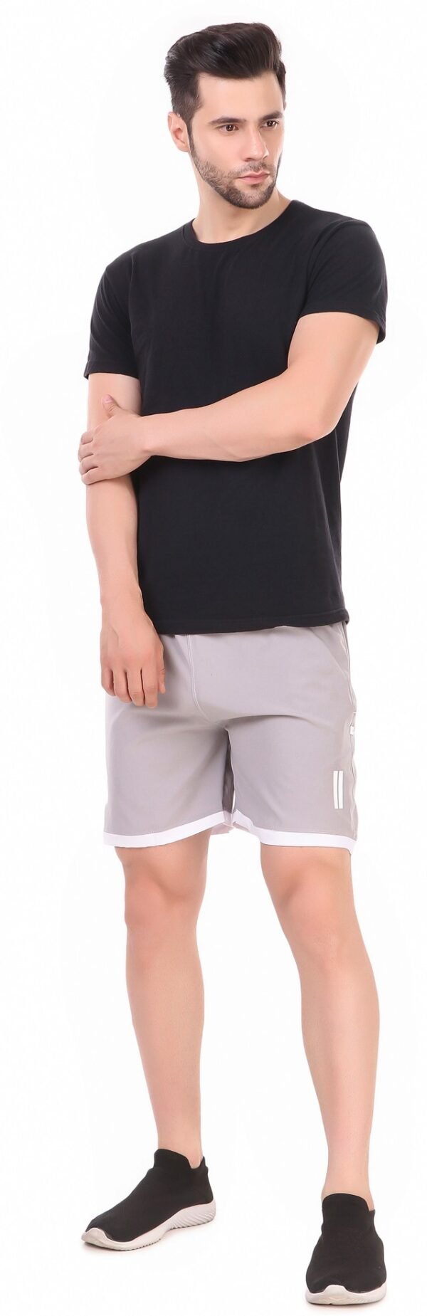 Black Lycra Blend Solid Short For Men - Image 22