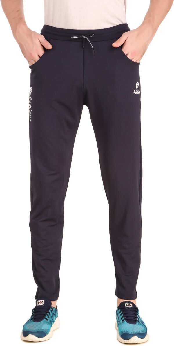 Black Lycra Blend Solid Track Pant For Men - Image 7