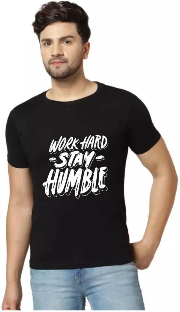 Red Cotton Blend Printed::Typography T-Shirt For Men