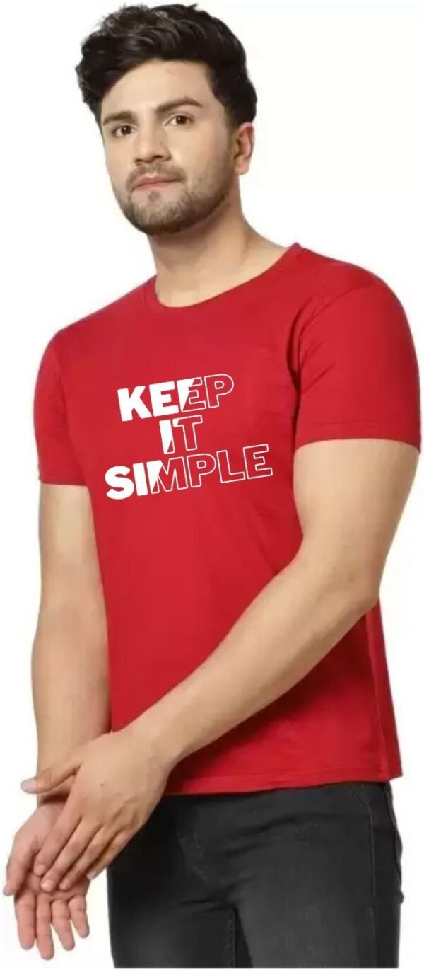 Navy Blue Cotton Blend Printed T-Shirt For Men - Image 5