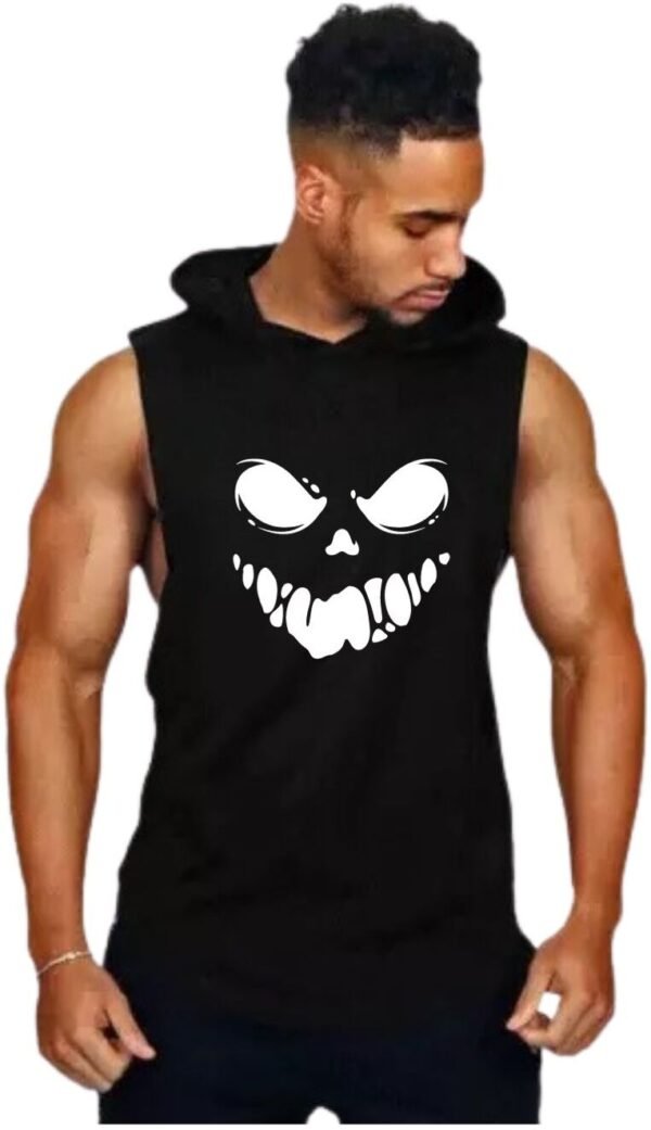 Black Polyester Printed Vest For Men