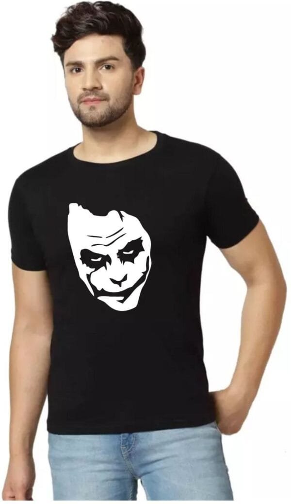 Black Cotton Blend Printed T-Shirt For Men