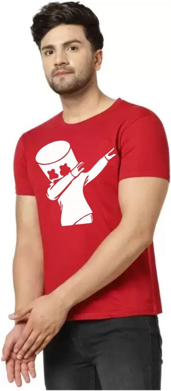 Red Cotton Blend Printed T-Shirt For Men