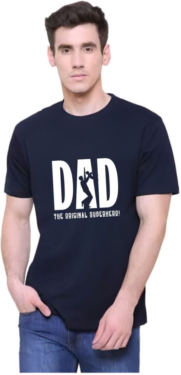 Black Cotton Blend Self Design T-Shirt For Men - Image 3