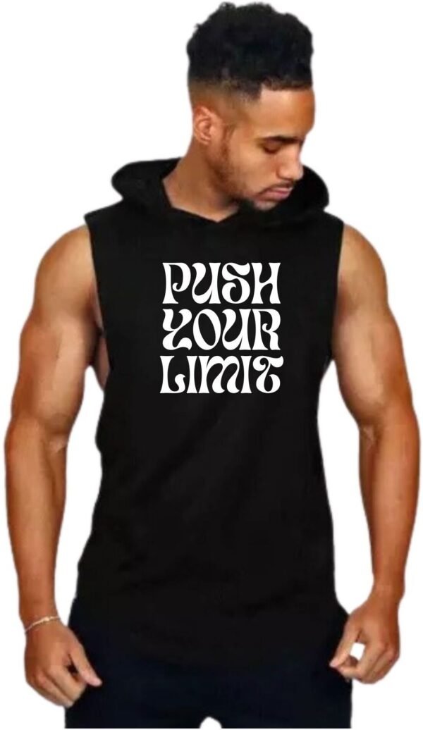 Black Polyester Printed Vest For Men