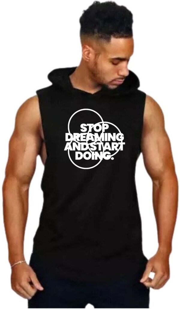 Black Polyester Printed Vest For Men