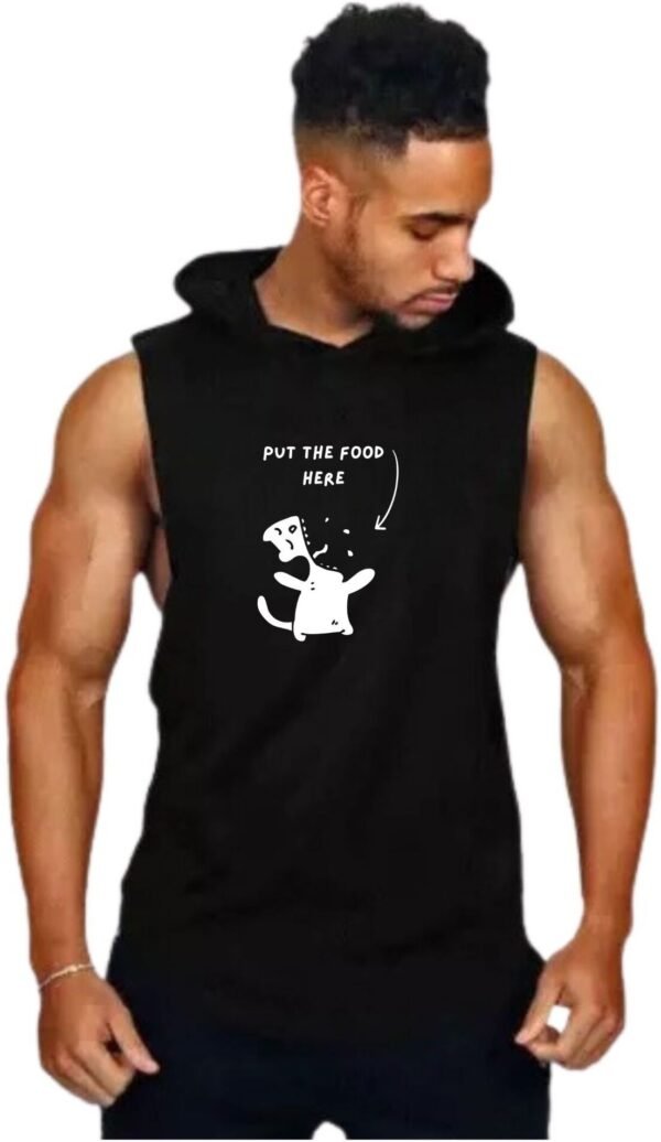 Black Polyester Printed Vest For Men