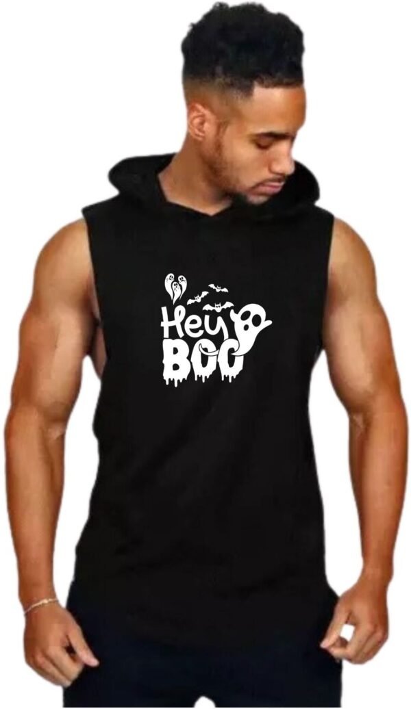 Black Polyester Printed Vest For Men