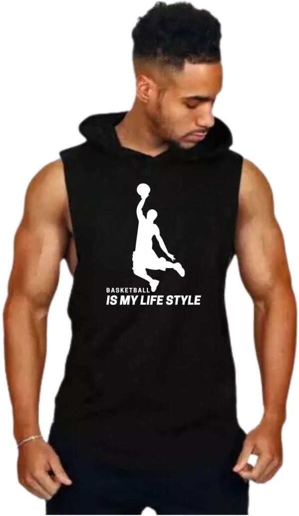 Black Polyester Printed Vest For Men