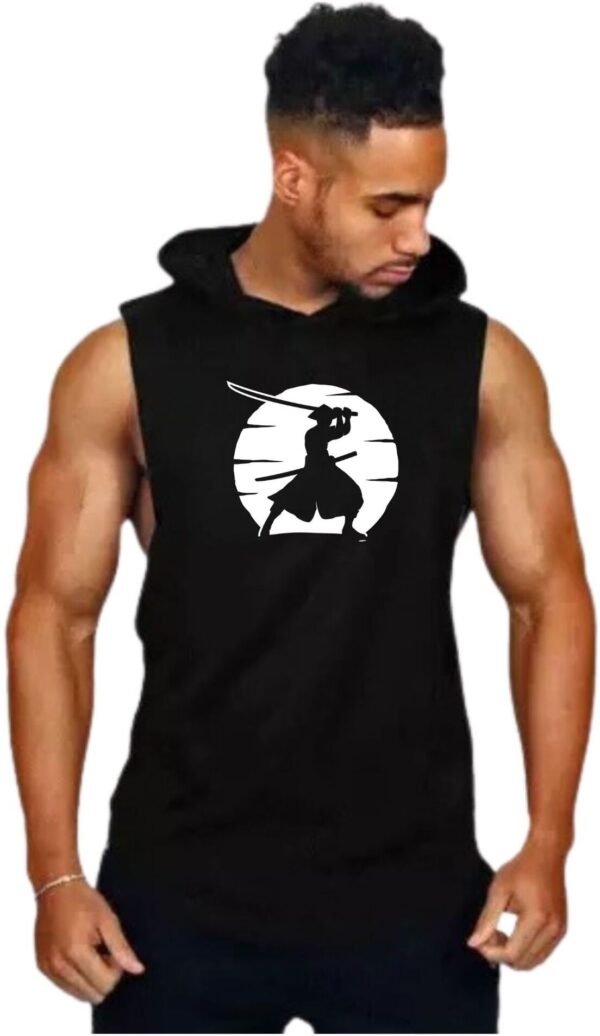 Black Polyester Graphic Print Vest For Men