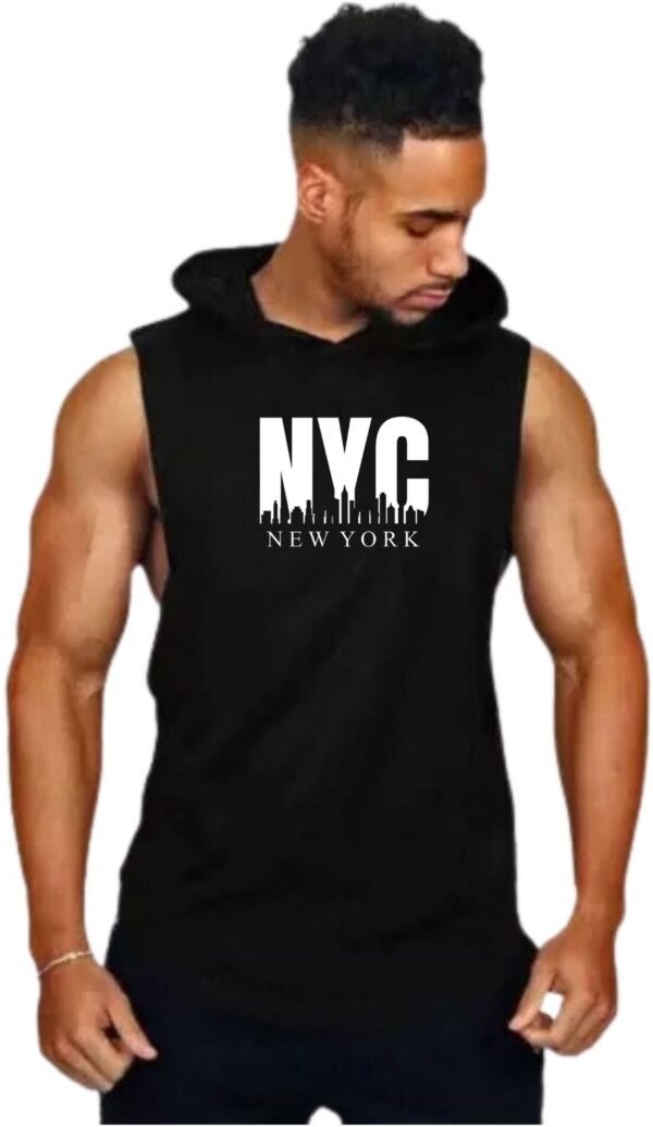 Black Polyester Printed Vest For Men