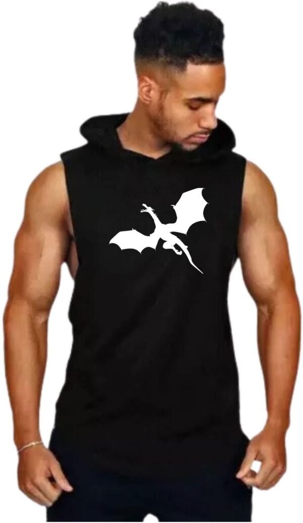 Black Polyester Printed Vest For Men