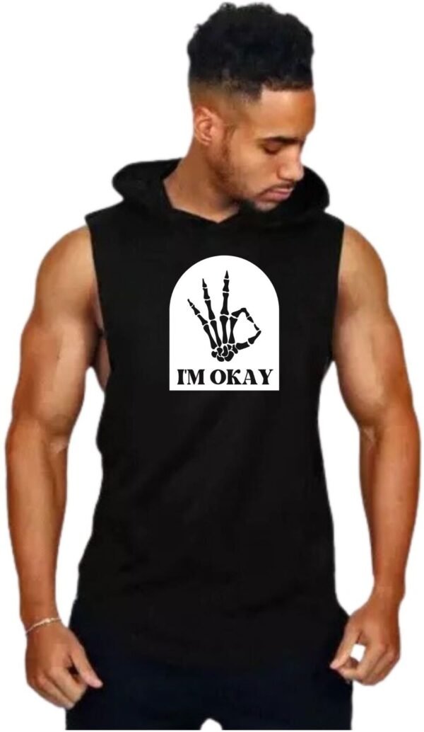Black Polyester Printed Vest For Men