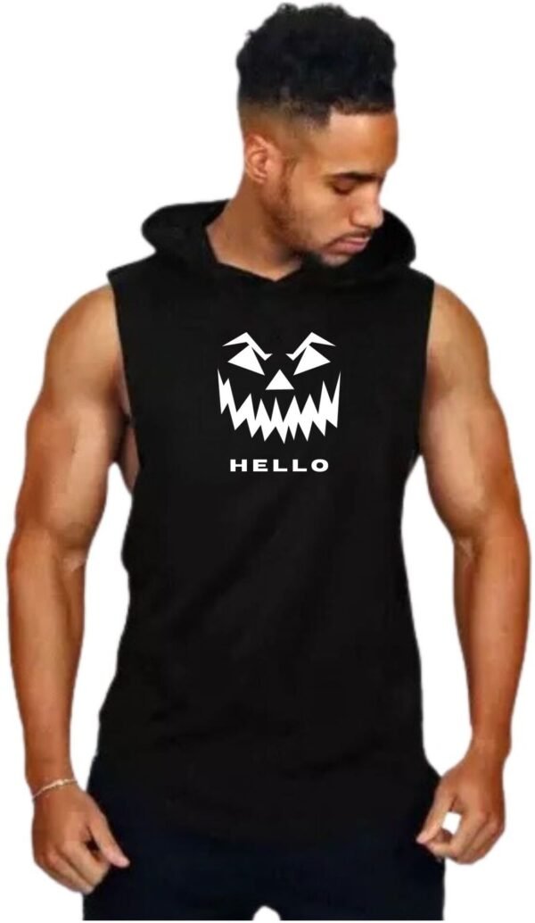 Black Polyester Printed Vest For Men