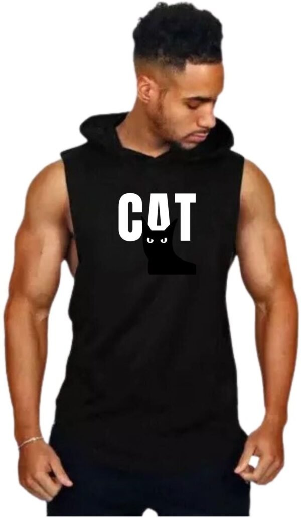 Black Polyester Printed Vest For Men