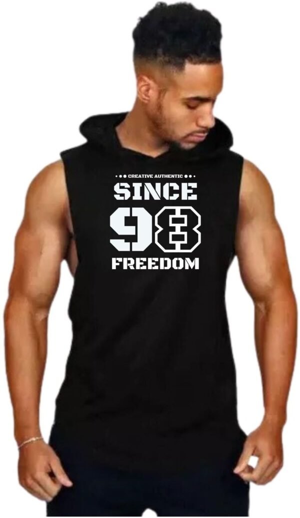 Black Polyester Printed Vest For Men