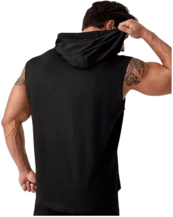 Black Polyester Blend Solid Vest For Men - Image 2