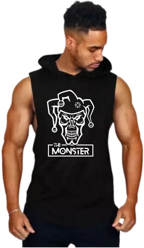Black Polyester Blend Printed Vest For Men
