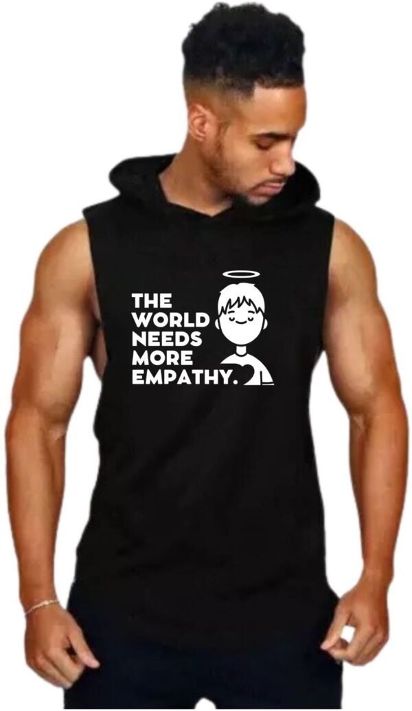 Black Polyester Blend Solid Vest For Men