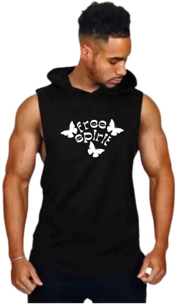 Black Polyester Blend Graphic Print Vest For Men