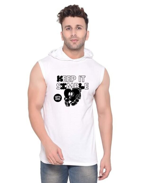 White Polyester Printed Gym Vest For Men