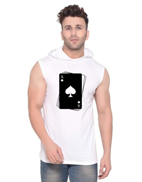 White Polyester Printed Gym Vest For Men