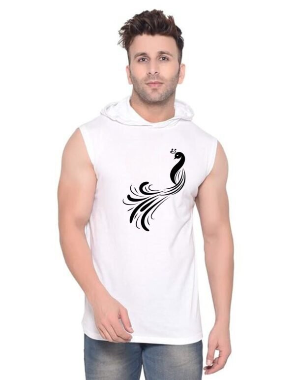 White Polyester Printed Gym Vest For Men