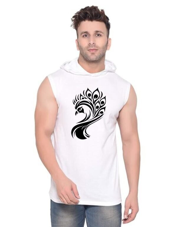 White Polyester Printed Gym Vest For Men
